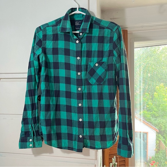 American Eagle gingham plaid green flannel - Picture 1 of 3